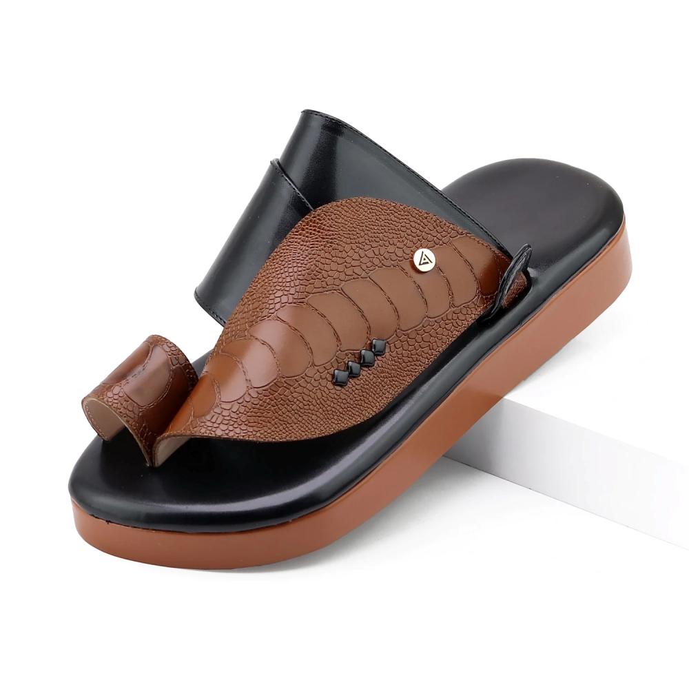 حذاء  شرقي ساق النعام بني مع اسود