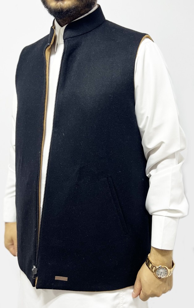 سديرية صوف جوخ وجهين لون أسود وعسلي