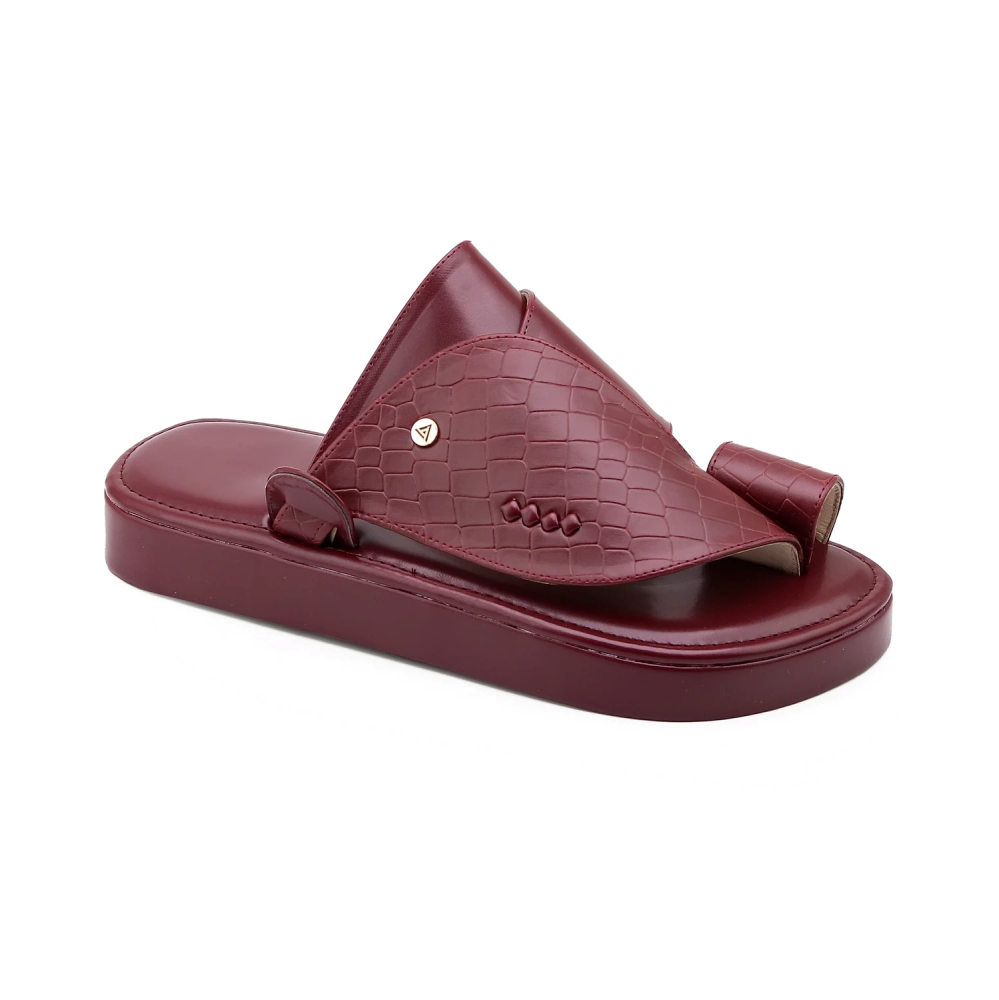 حذاء جلد التمساح العنابي