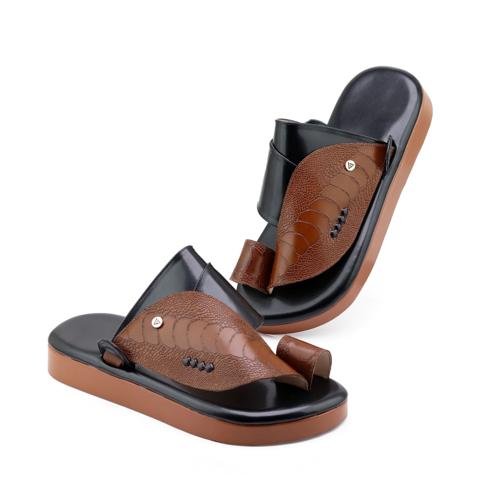 حذاء  شرقي ساق النعام بني مع اسود