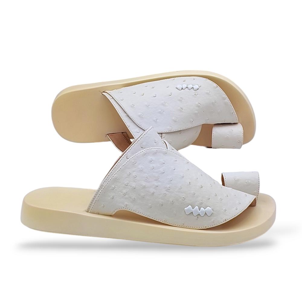 حذاء شرقي ابيض جلد نعام