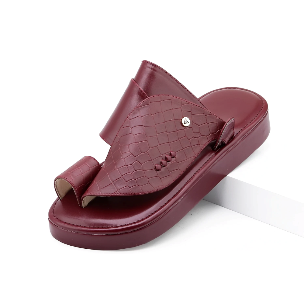 حذاء جلد التمساح العنابي