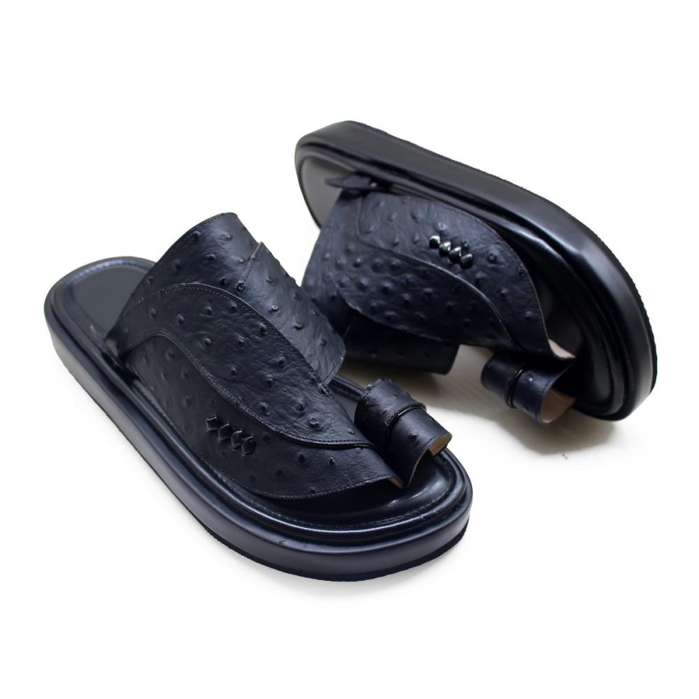 حذاء جلد نعام مرتفع