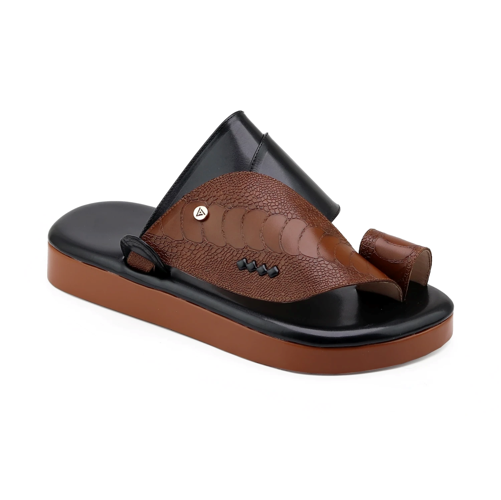 حذاء  شرقي ساق النعام بني مع اسود