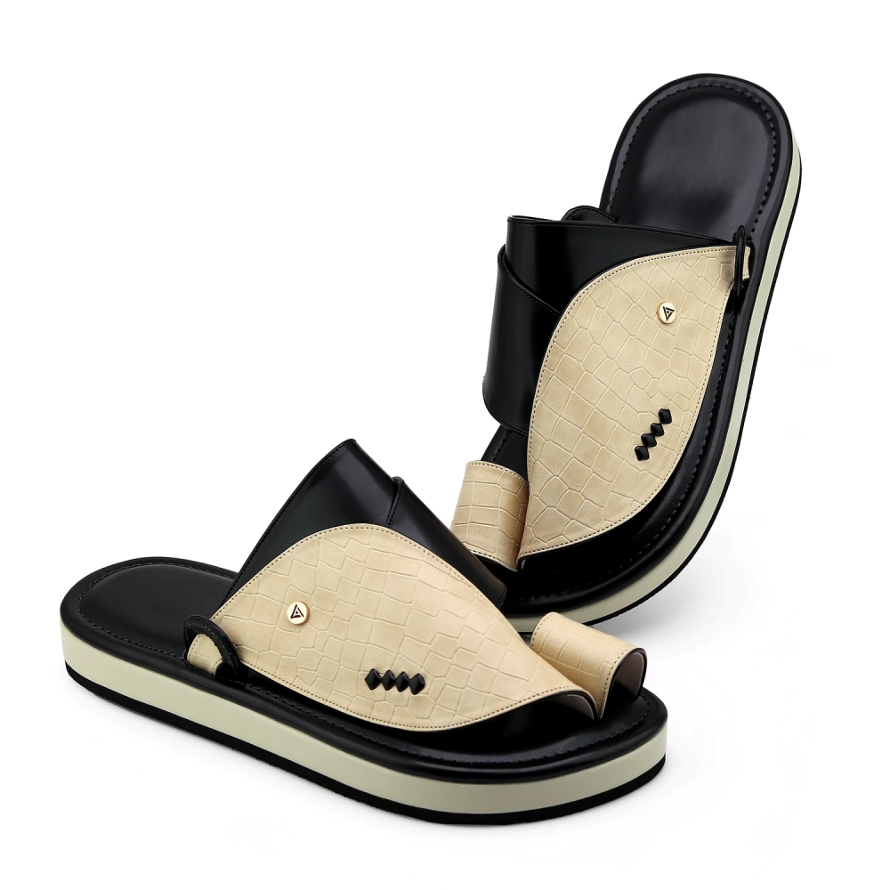 حذاء شرقي جلد التمساح بيج