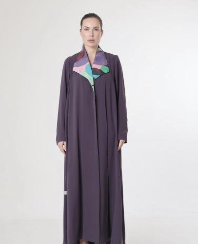 Creppe Abaya With Printed Collar