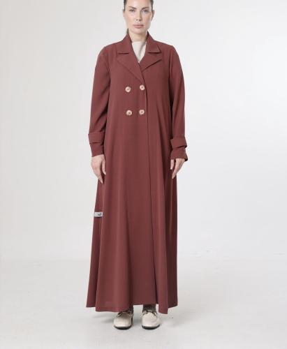 Creppe Abaya With printed wooden button