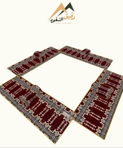 طقم مدات نقش نجدي احمر (مبطنه)