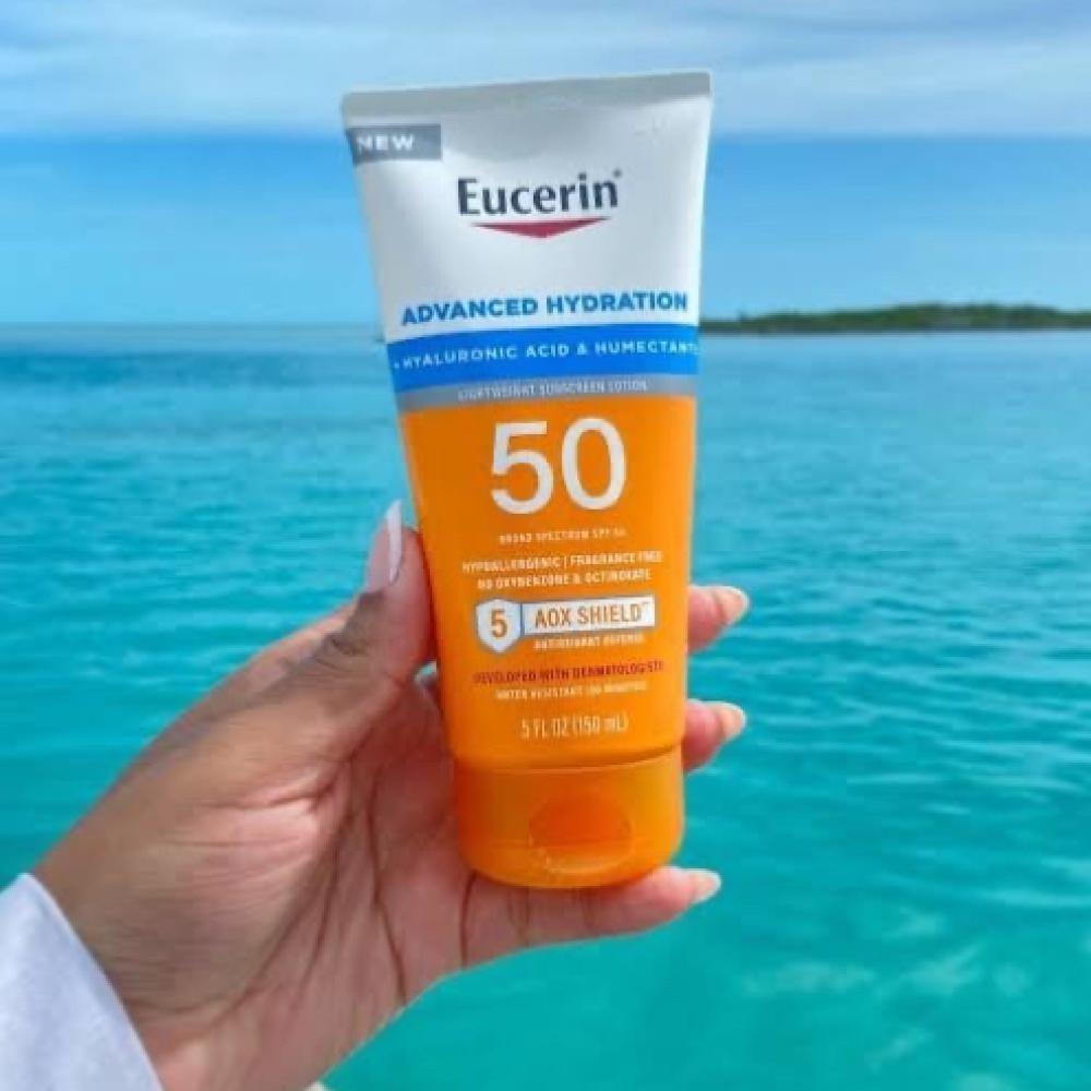 أفضل واقي شمس طبي مع الترطيب: Eucerin Advanced Hydration Sunscreen SPF 50