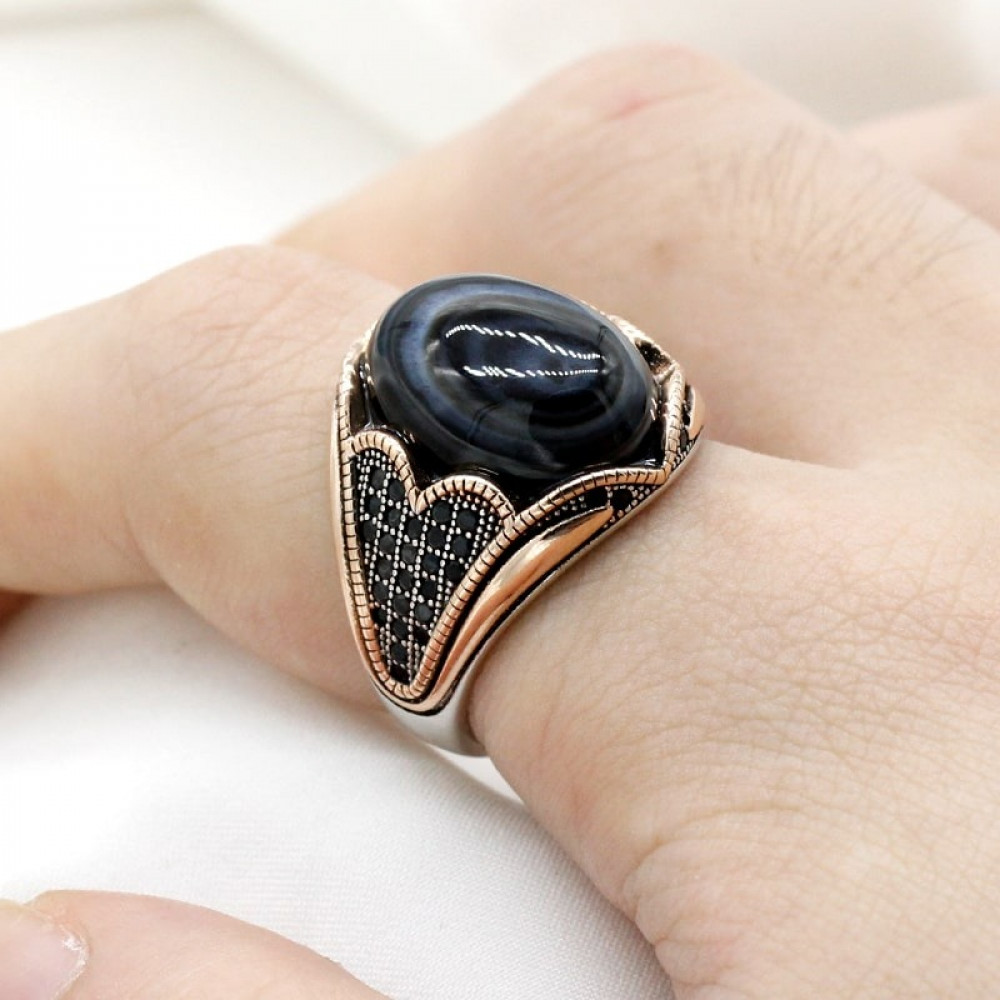 Tesla ring with agate - jewellery Woow Silver925