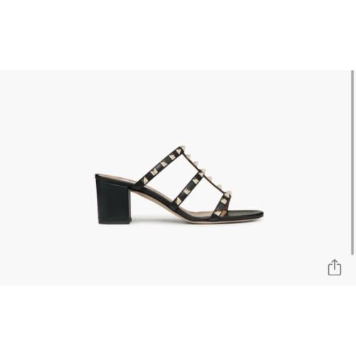 Valentino Garavani Rockstud Slide Sandals in Metal...