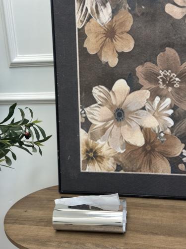 علبة مناديل فضي