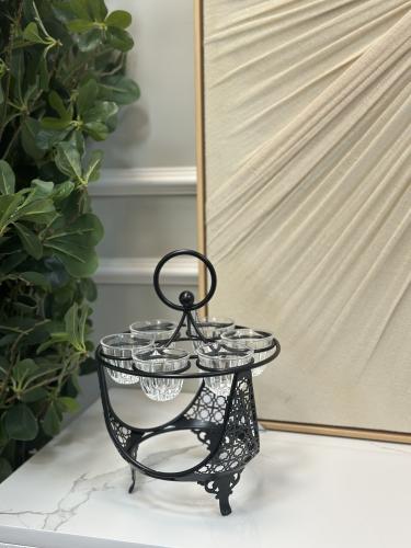 استاند استيل اسود مع 6فناجيل