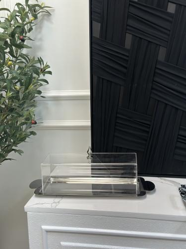 استاند تقديم فضي بغطاء اكريلك