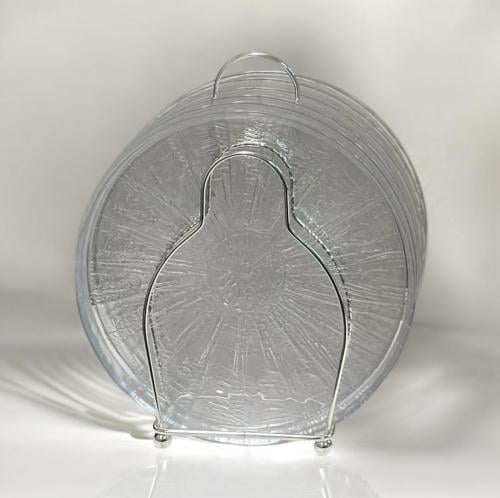 طقم 6 صحون زجاج باستاند فضي