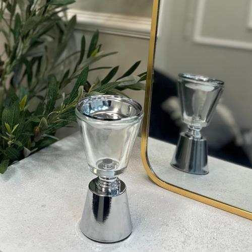 مبخرة استيل فضي بتداخلات زجاج