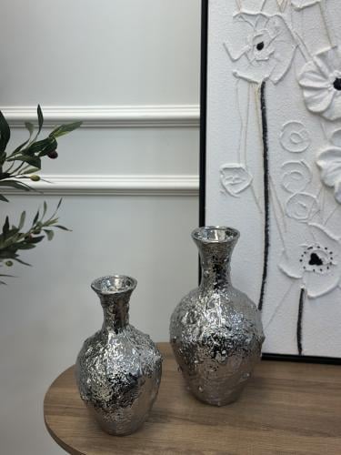 فازة زجاج فضي