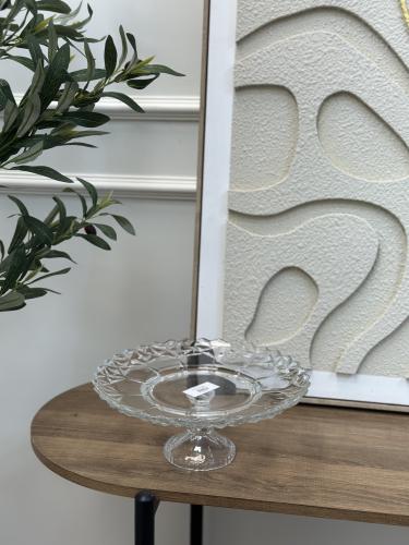 صحن تقديم زجاج بقاعدة