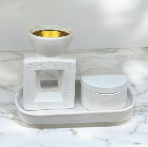 طقم صينية رخام + مبخره + بوكس