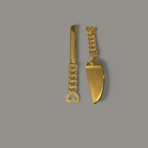 طقم قطاعة كيك ذهبي ديزاين قلوب