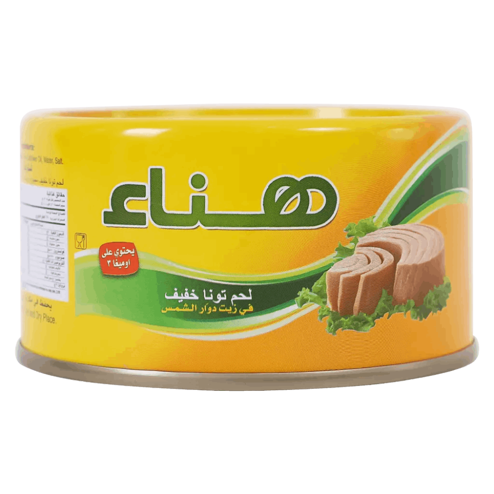 هناء لحم تونا خفيف في زيت دوار الشمس 185 جم