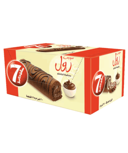 سفن دايز سويس رول بحشوة الكاكاو 20 جرام × 12 قطعه