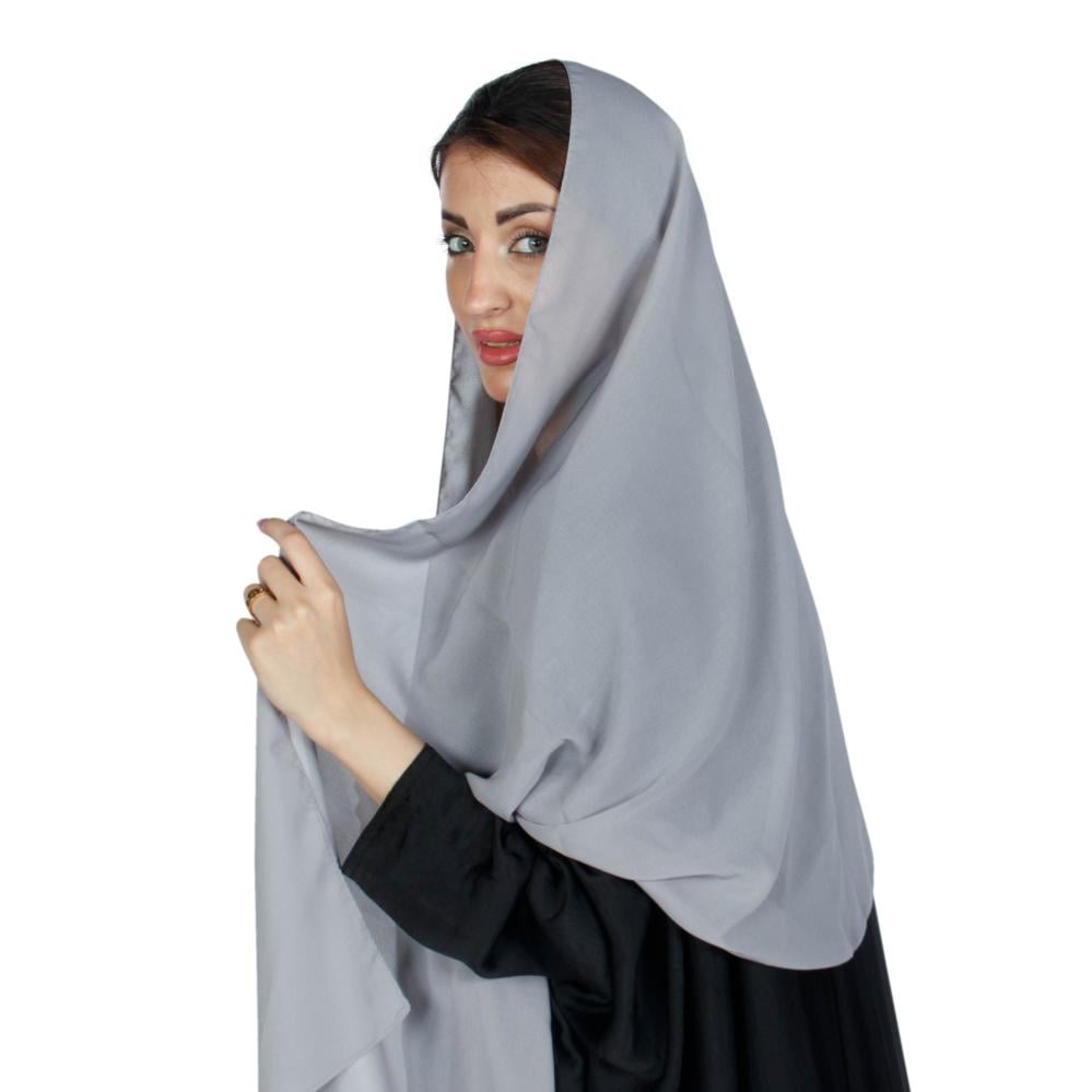 طرحة ملونة سادة رصاصي فاتح