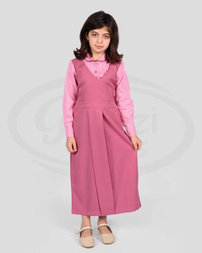 زي مدرسي كويتي وردي ياقة مميزة