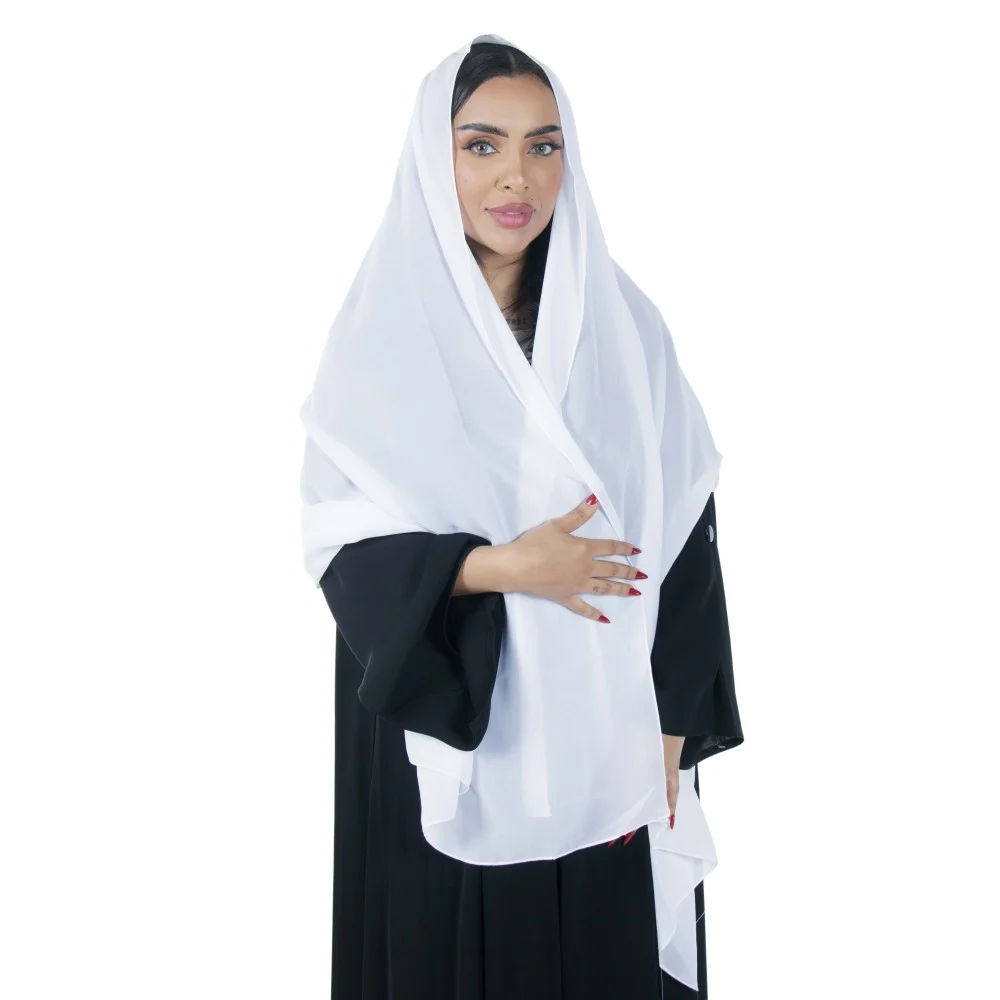 طرحة ملونة سادة أبيض