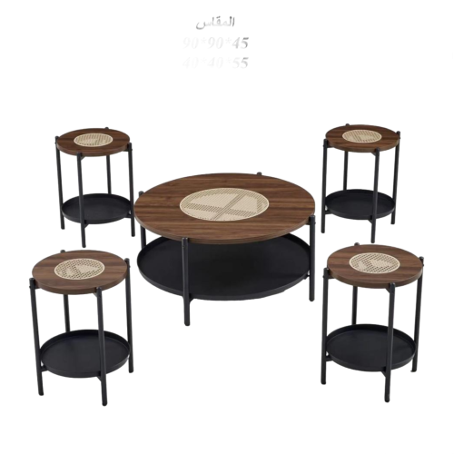 طقم شاي خشب 4+1