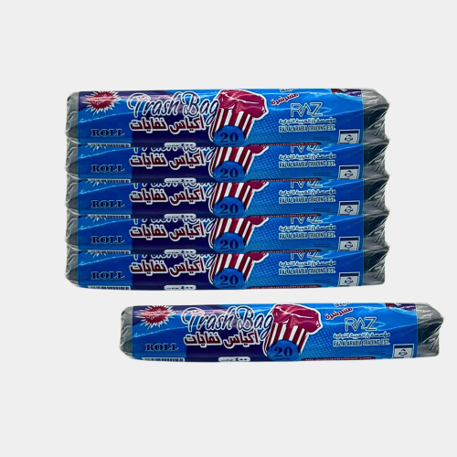 أكياس نفايات 4كلغ 20 جالون  10 رولات (+-900)حبة