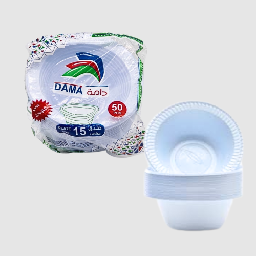 صحن بلاستيك دائري مقاس 15 - 50 حبة