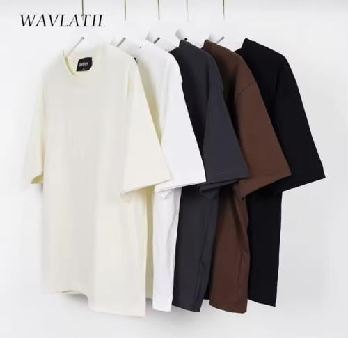تي شيرت صيفي كبير الحجم من WAVLATII للنساء والرجال