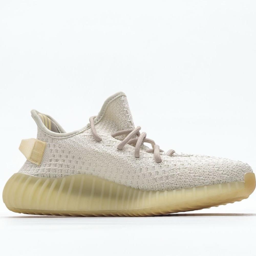 Yeezy x Adidas Cream Knit Fabric Boost 350 Titanium Sneakers