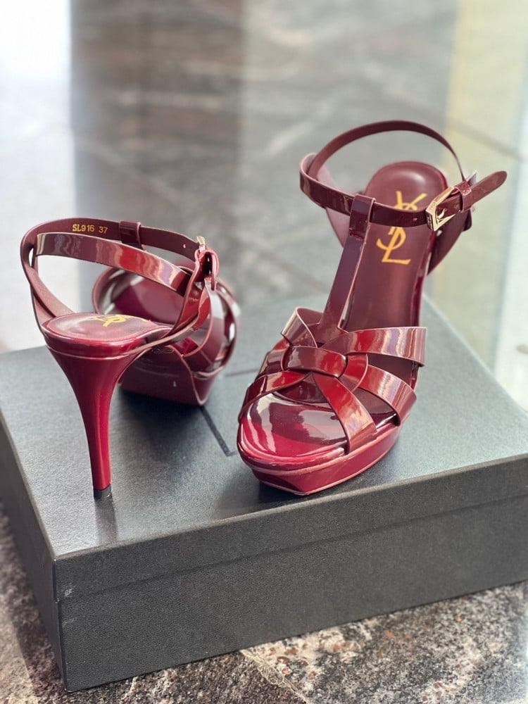 Ysl Burgundy Sandal Buy SAINT LAURENT Burgundy Tribute 75 Platform