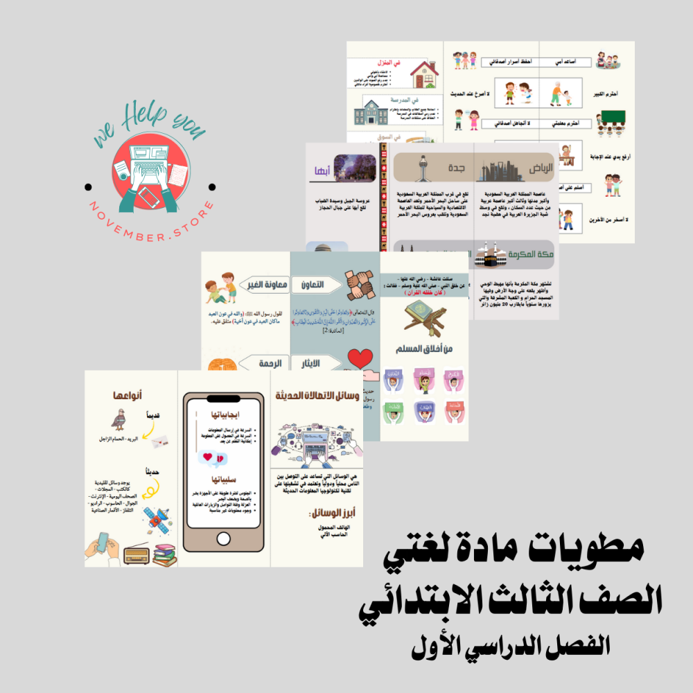 مطويات مادة لغتي  لكامل الفصل الدراسي الأول ( 4 مطويات ) - الصف الثالث الابتدائي - الفصل الدراسي الأول