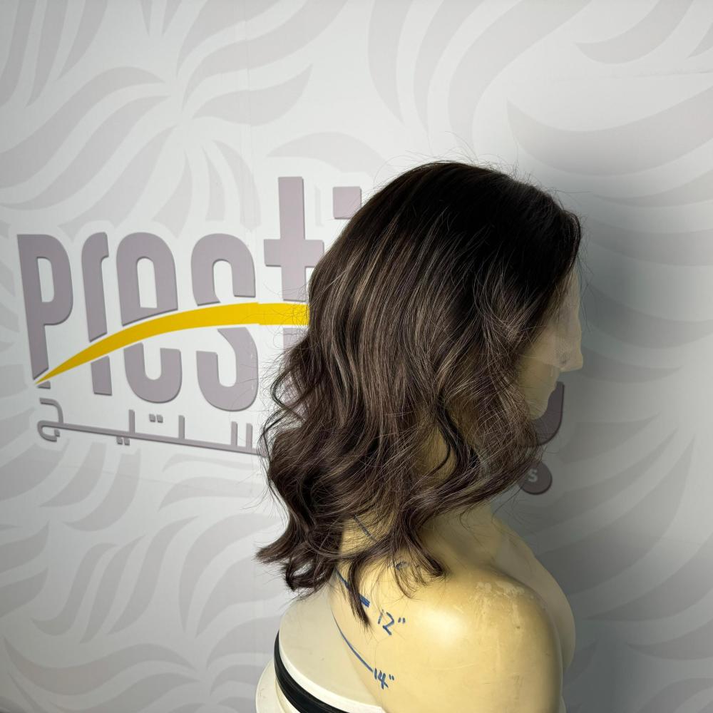 باروكة شعر طبيعي 14 انش جذور اماميه فروة دانتيل لون هايلايت