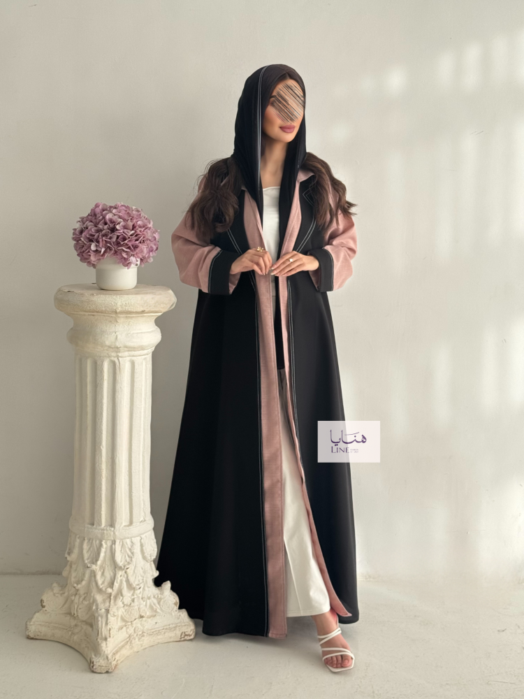 عباية نجاح قماش كتان ولنن لون لحمي