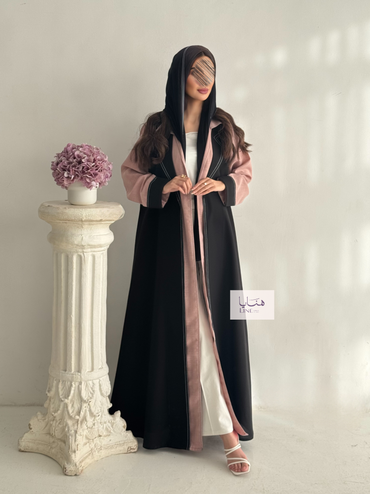 عباية نجاح قماش كتان ولنن لون لحمي