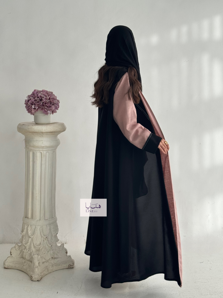 عباية نجاح قماش كتان ولنن لون لحمي
