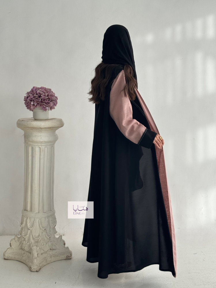 عباية نجاح قماش كتان ولنن لون لحمي