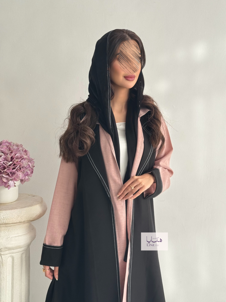 عباية نجاح قماش كتان ولنن لون لحمي