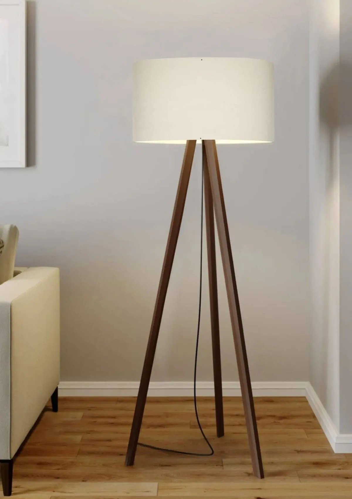 مصباح ديكور ثلاثي – بيج، 150 سم