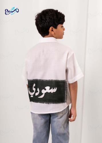 قميص كتان كم قصير