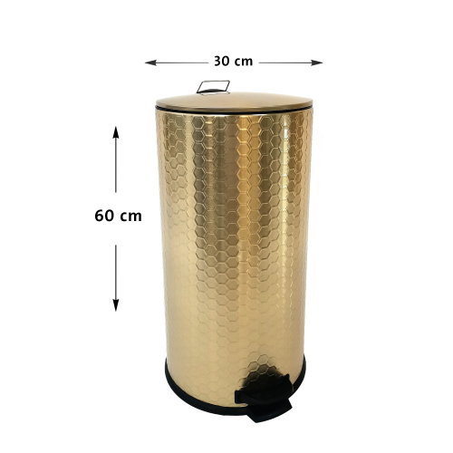 برميل قمامة استيل ذهبي ، سعة 30 لتر .