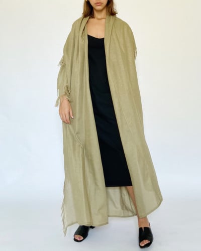 Wrap scarf abaya with fringe