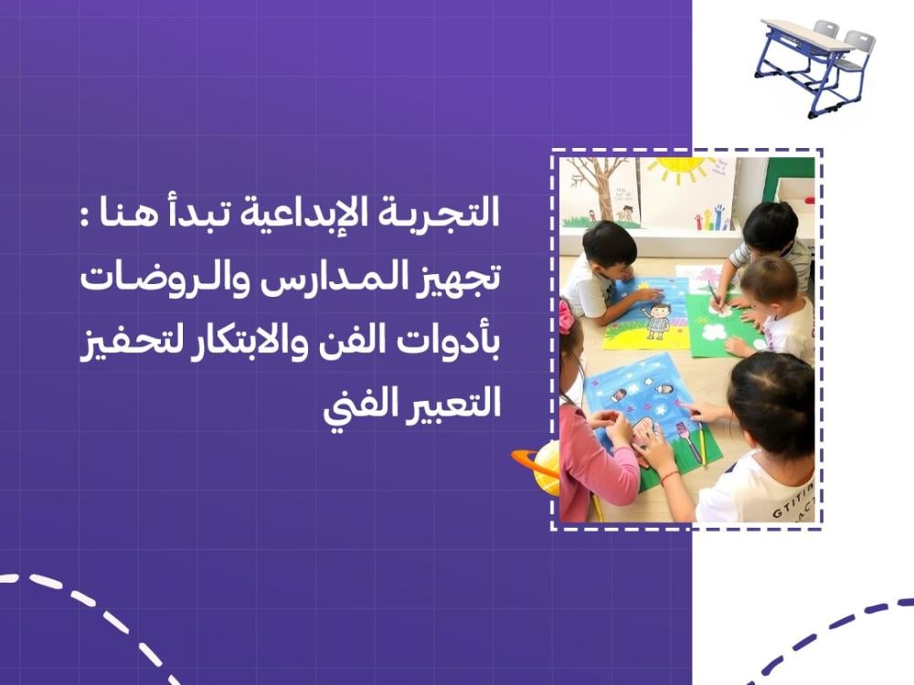 تجهيز المدارس والروضات بادوات الفن والابتكار لتعزيز التعبير