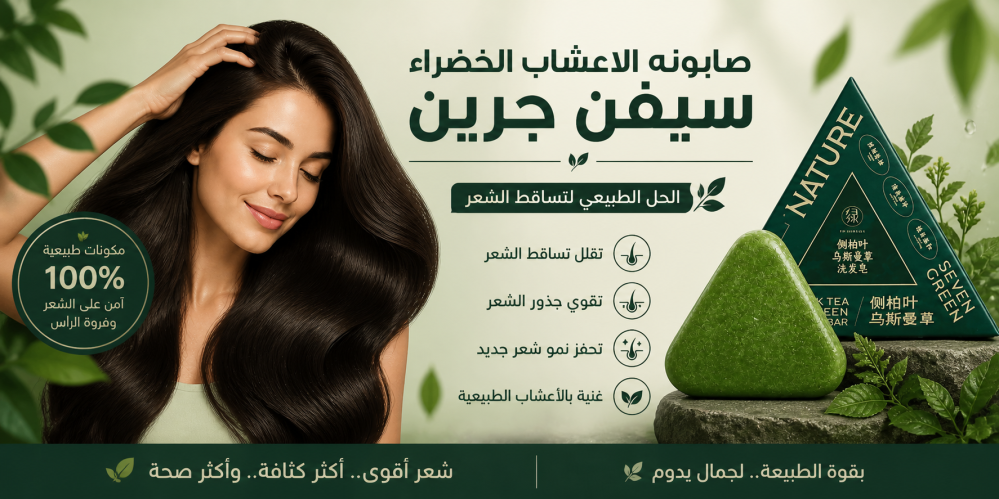 صابونه الاعشاب الخضراء سيفن جرين مثلث الشكل للعناية بفروة الرأس