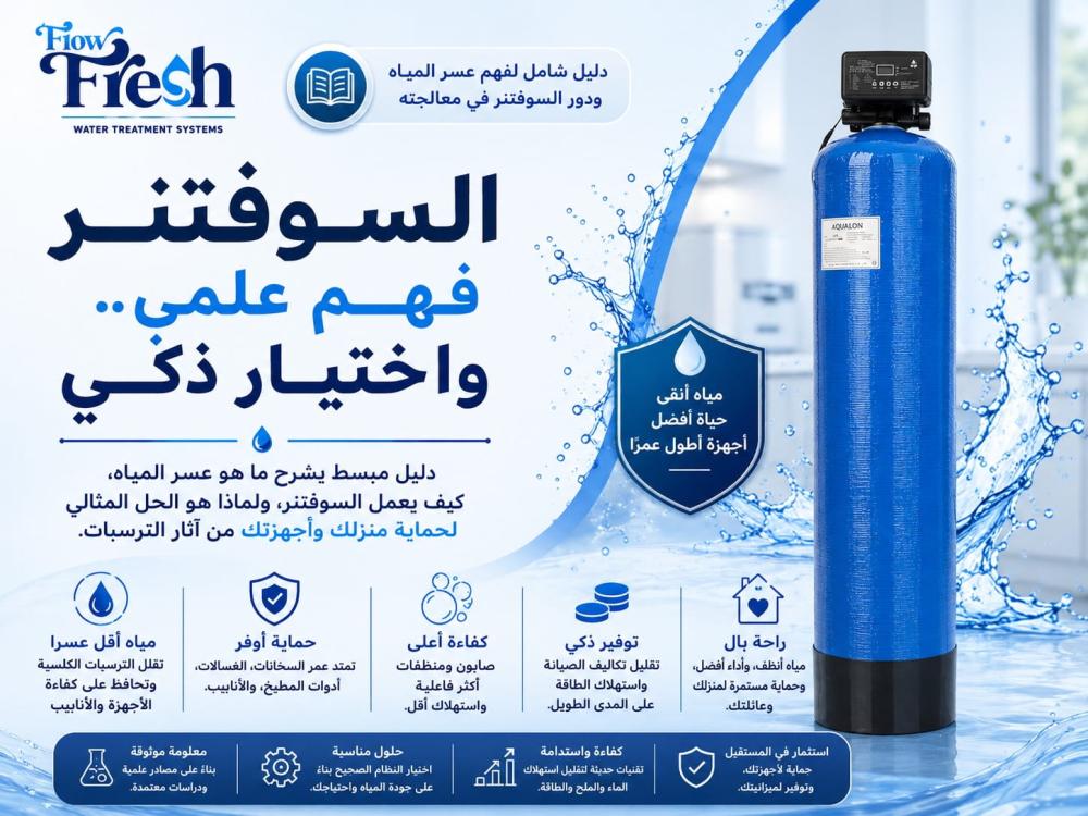السوفتنر ليس مجرد فلتر: دليلك لفهم عسر المياه واختيار الحل المناسب
