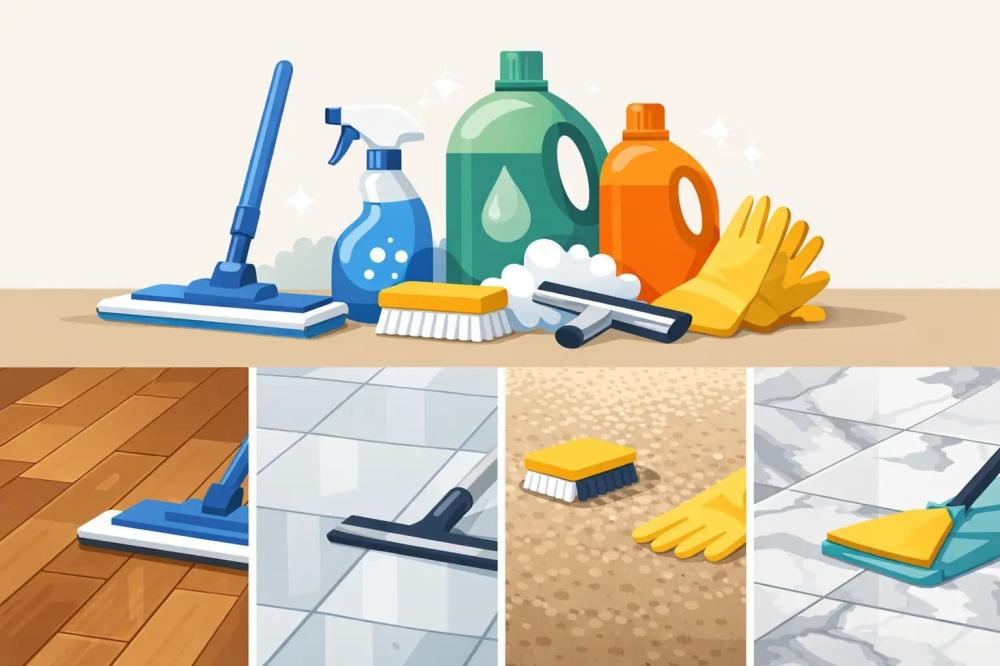 دليل اختيار منتجات التنظيف حسب نوع الأرضية